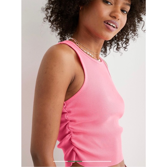 aerie Tops - Aerie Rouchy Rib Tank Top in Coral Sun